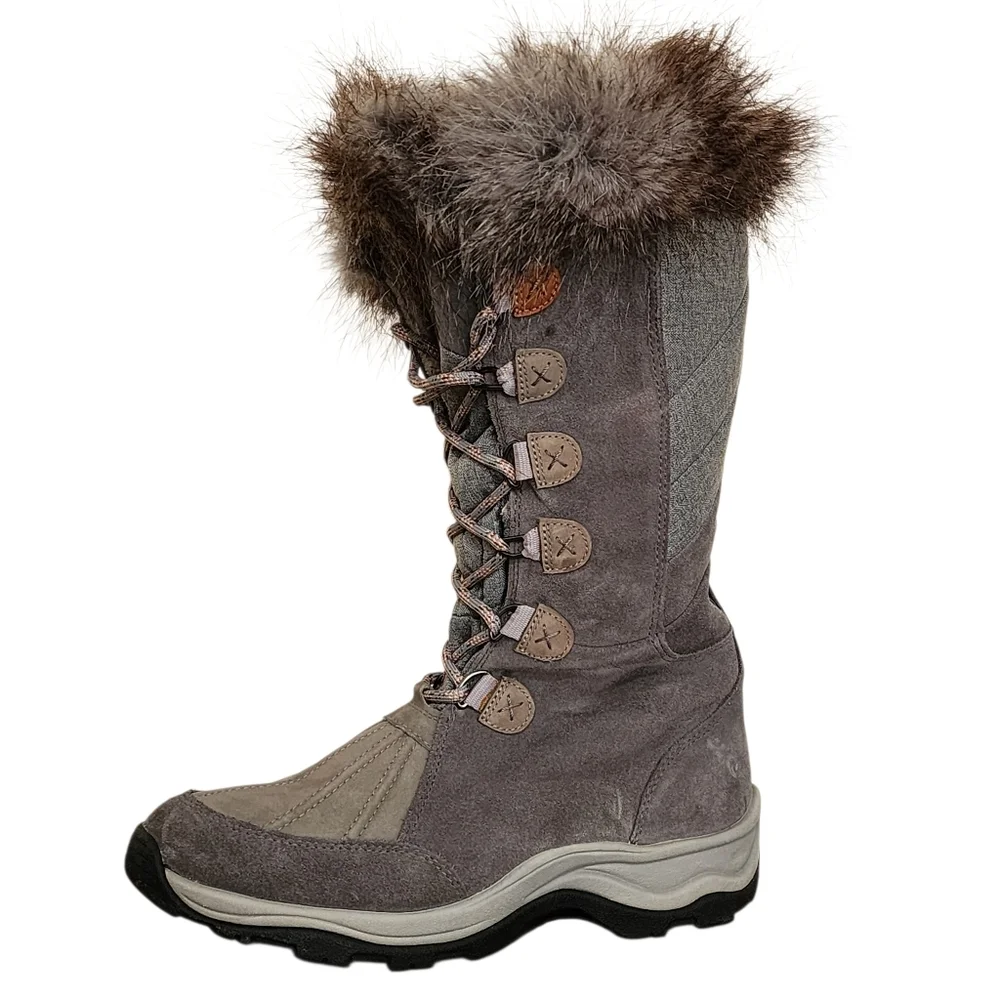 Women's Clarks Wintry Hi Tall Temps -20 C Grey Suede Winter Boots US 9.5 UK 7